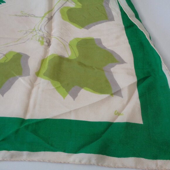 Vera Neumann Green Floral Leaves Woman's Silk Scarf - Picture 2 of 3
